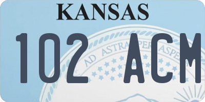 KS license plate 102ACM