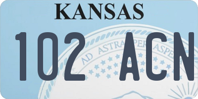 KS license plate 102ACN