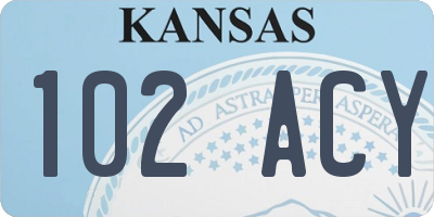 KS license plate 102ACY