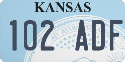 KS license plate 102ADF