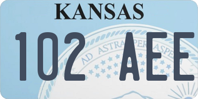 KS license plate 102AEE