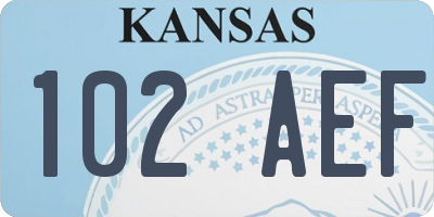 KS license plate 102AEF