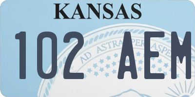 KS license plate 102AEM