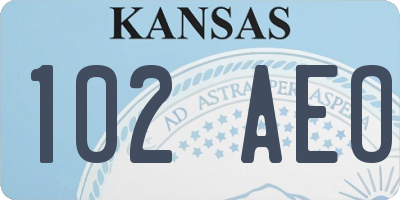 KS license plate 102AEO