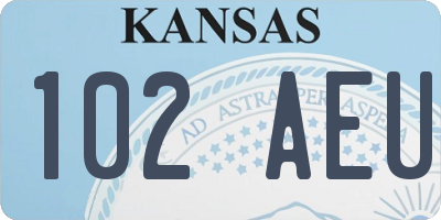 KS license plate 102AEU