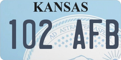 KS license plate 102AFB