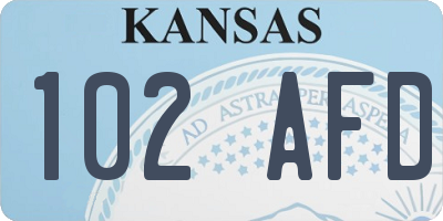 KS license plate 102AFD