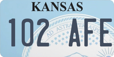 KS license plate 102AFE