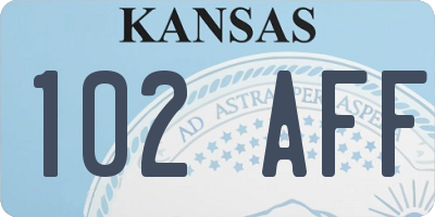 KS license plate 102AFF