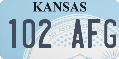 KS license plate 102AFG