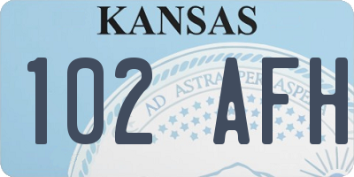 KS license plate 102AFH