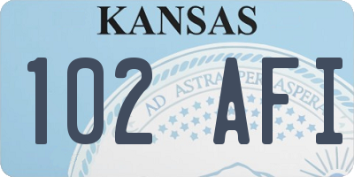 KS license plate 102AFI