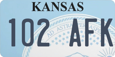 KS license plate 102AFK