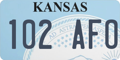 KS license plate 102AFO