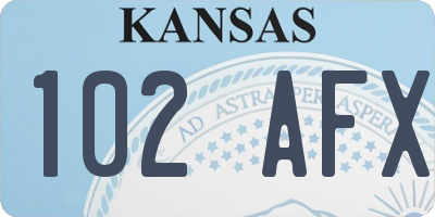KS license plate 102AFX