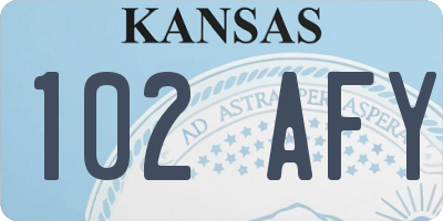 KS license plate 102AFY