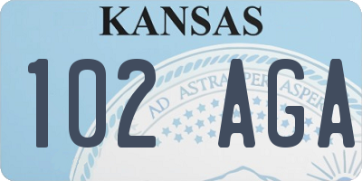 KS license plate 102AGA
