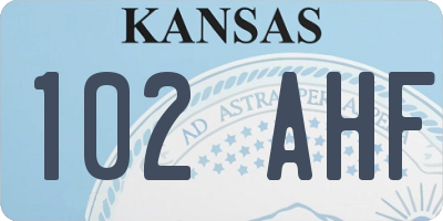 KS license plate 102AHF