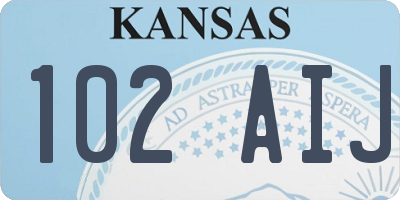 KS license plate 102AIJ
