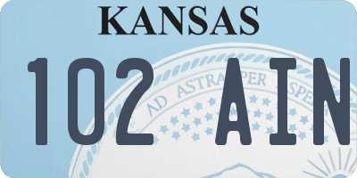 KS license plate 102AIN