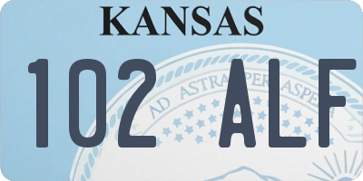 KS license plate 102ALF