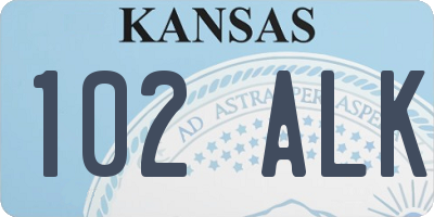 KS license plate 102ALK
