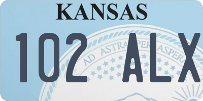 KS license plate 102ALX