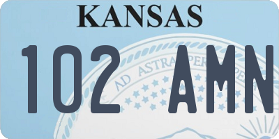 KS license plate 102AMN