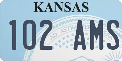 KS license plate 102AMS