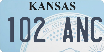 KS license plate 102ANC