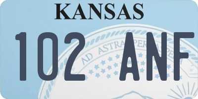 KS license plate 102ANF