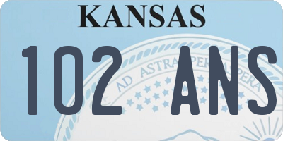 KS license plate 102ANS