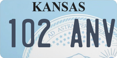 KS license plate 102ANV
