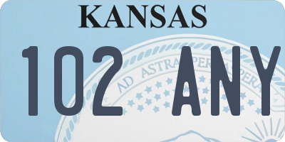KS license plate 102ANY