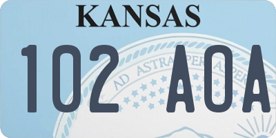 KS license plate 102AOA
