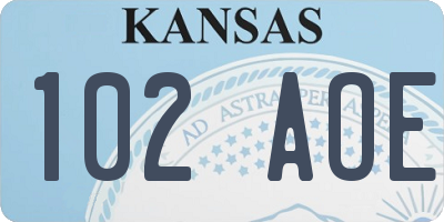 KS license plate 102AOE