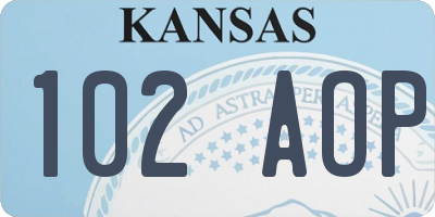 KS license plate 102AOP