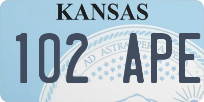 KS license plate 102APE