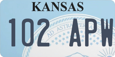 KS license plate 102APW