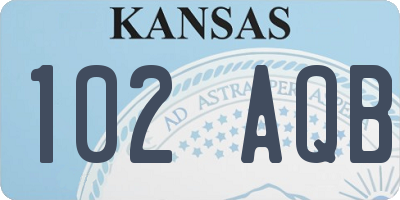KS license plate 102AQB