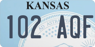 KS license plate 102AQF