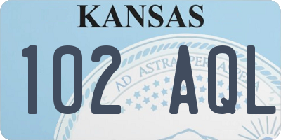 KS license plate 102AQL