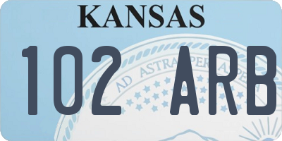 KS license plate 102ARB