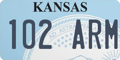 KS license plate 102ARM