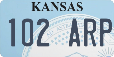 KS license plate 102ARP