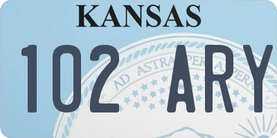 KS license plate 102ARY