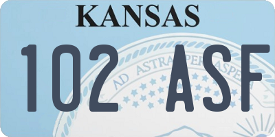KS license plate 102ASF