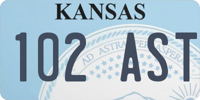 KS license plate 102AST