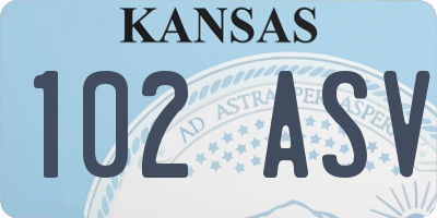 KS license plate 102ASV