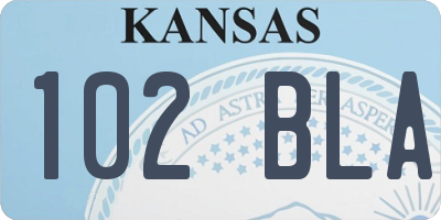 KS license plate 102BLA